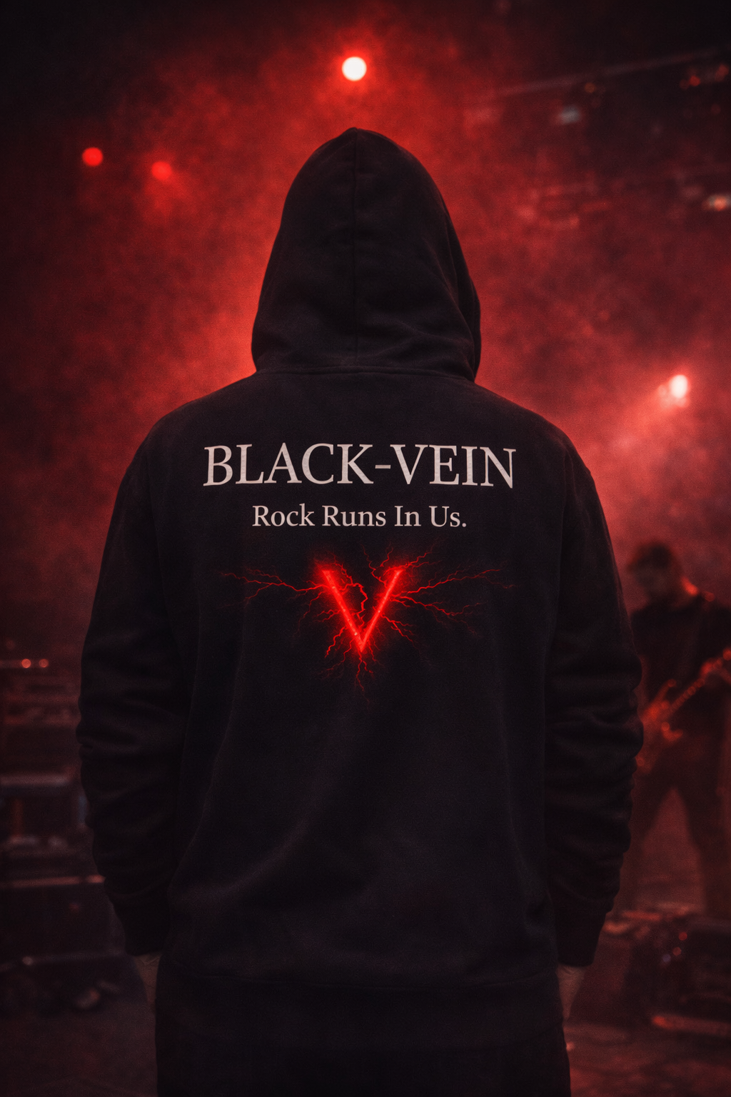 Hoodie Black-Vein – Sweat Rock Premium | Rock Runs In Us