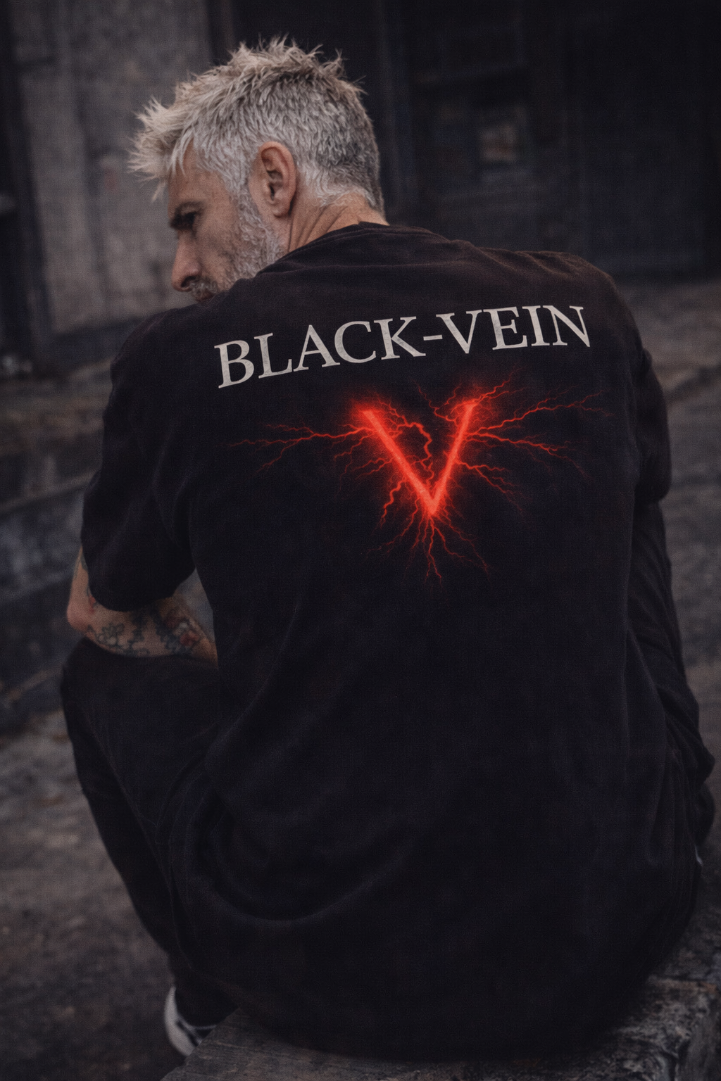 T-shirt Oversize Black-Vein – Streetwear Rock Premium | Logo Veines Rouge