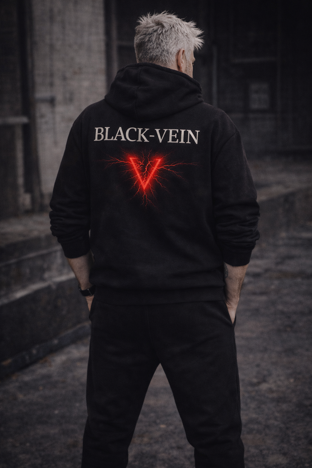 Jogging Noir Oversize Minimal – Black-Vein