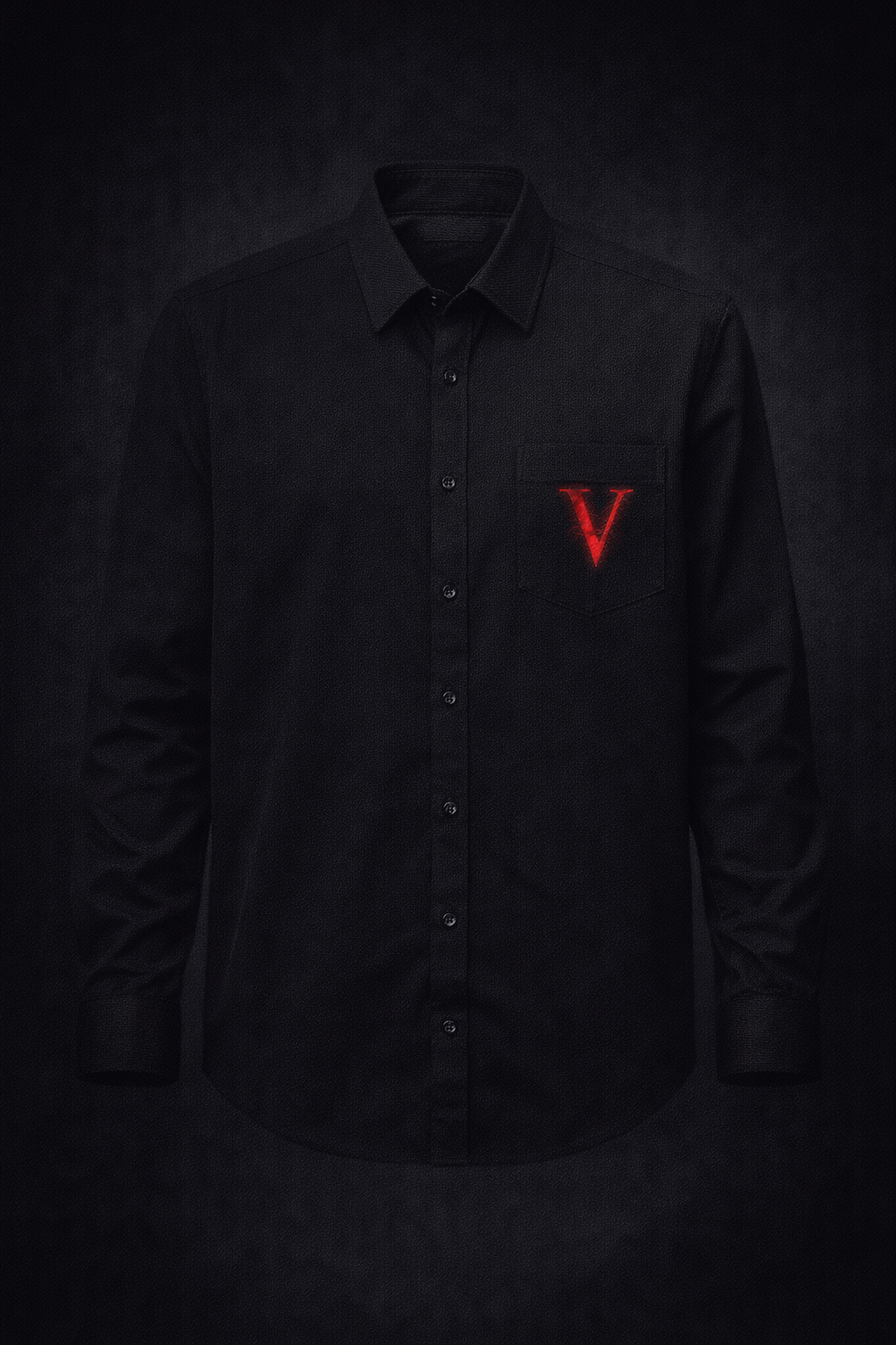 Chemise Noire Premium Black-Vein – Signature V Edition
