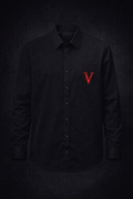 Chemise Noire Premium Black-Vein – Signature V Edition