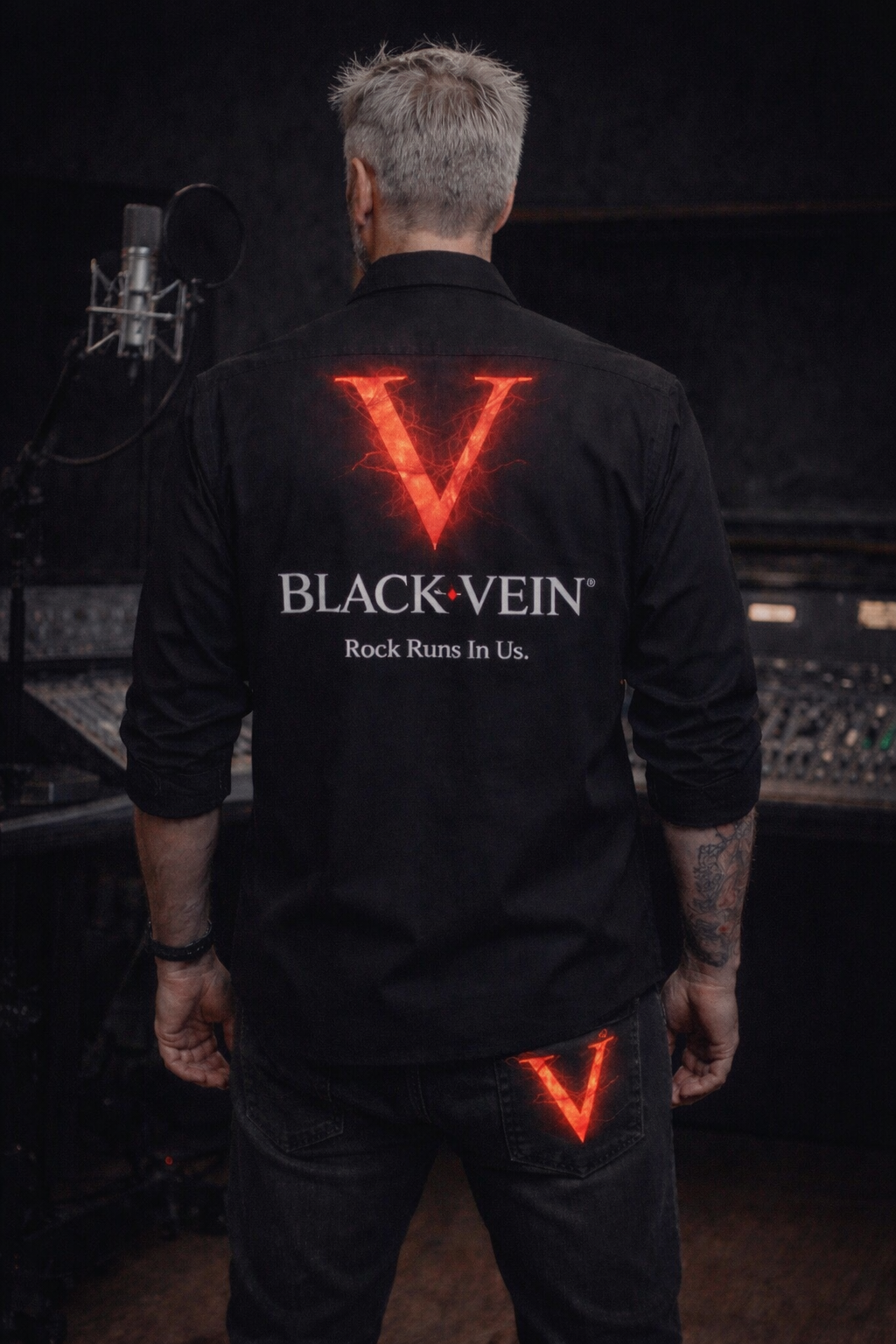 Chemise Noire Premium Black-Vein – Signature V Edition